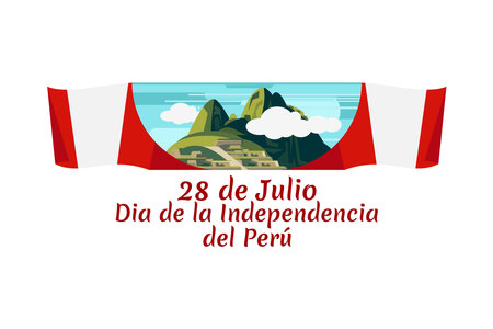 Translate: July 28, Independence day (dia de la independencia) of Peru vector illustration. Suitable for greeting card, poster and banner.のイラスト素材