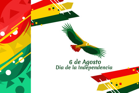 Translate: August 6, Independence day. Happy Independence day of Bolivia vector illustration. Suitable for greeting card, poster and banner. Printのイラスト素材