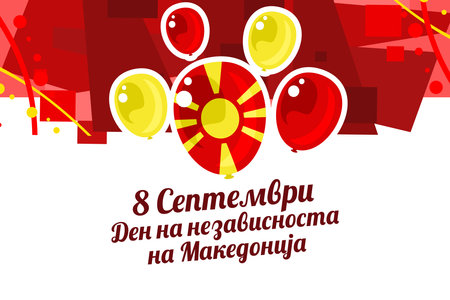 Translation: September 8, Independence Day. Happy Independence Day of North Macedonia vector illustration. Suitable for greeting card, poster and banner.のイラスト素材