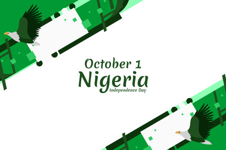 October 1, Nigeria Independence Day vector illustration. Suitable for greeting card, poster and banner.のイラスト素材
