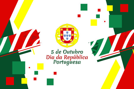 Translation: October 5, Implementation of the Republic. Happy Republic day of Portugal vector illustration. Suitable for greeting card, poster and banner.のイラスト素材