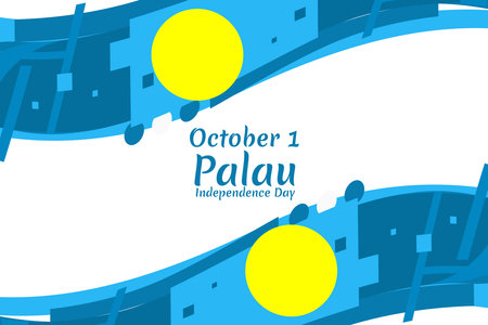 October 1 Independence Day of Palau vector illustration. Suitable for greeting card, poster and bannerのイラスト素材