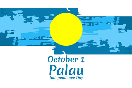 October 1 Independence Day of Palau vector illustration. Suitable for greeting card, poster and bannerのイラスト素材