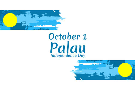 October 1 Independence Day of Palau vector illustration. Suitable for greeting card, poster and bannerのイラスト素材