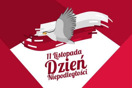 Translation: November 11, Independence Day. Happy Independence Day of Poland vector illustration. Suitable for greeting card, poster and banner.のイラスト素材