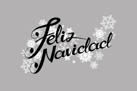 Translation: Merry Christmas. Feliz Navidad vector text Calligraphic Lettering design card template. Suitable for greeting card, poster and banner.のイラスト素材