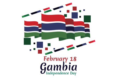 February 18, Independence Day of Gambia vector illustration. Suitable for greeting card, poster and bannerのイラスト素材