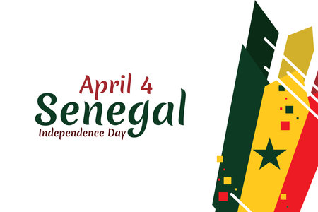 April 4, Independence day of Senegal. Happy Independence day vector illustration. Suitable for greeting card, poster and banner.のイラスト素材