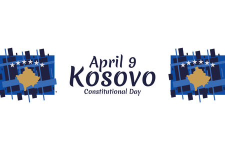 April 9, Happy Constitution Day of Kosovo vector illustration. Suitable for greeting card, poster and bannerのイラスト素材