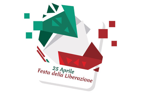 Translation: April 25, Liberation Day. National Day of Italy Vector Illustration. Suitable for greeting card, poster and banner.のイラスト素材