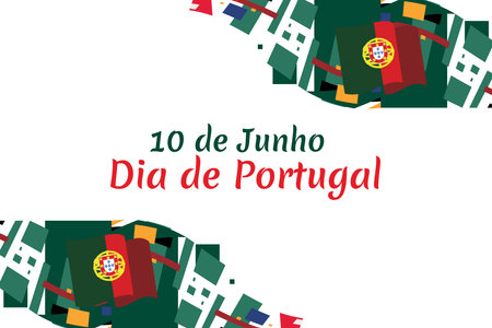 Translation: June 10, Portugal Day. National Day of Portugal Vector Illustration. Suitable for greeting card, poster and banner.のイラスト素材