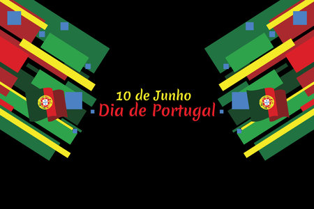Translation: June 10, Portugal Day. National Day of Portugal Vector Illustration. Suitable for greeting card, poster and banner.のイラスト素材