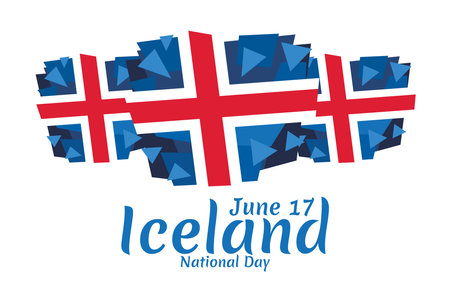 June 17, Icelandic National Day. vector illustration. Suitable for greeting card, poster and bannerのイラスト素材