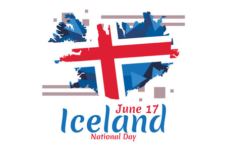 June 17, Icelandic National Day. vector illustration. Suitable for greeting card, poster and bannerのイラスト素材
