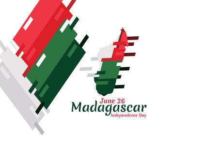 June 26 Independence Day of Madagascar vector illustration. Suitable for greeting card, poster and banner.のイラスト素材