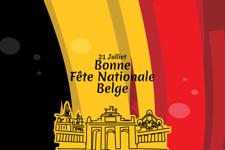 Translate: July 21, Happy National Day. Happy Belgium National Day (Fete Nationale Belge)  Vector Illustration. Suitable for greeting card, poster and banner.のイラスト素材