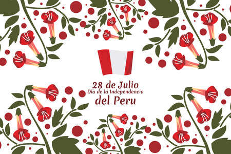 Translate: July 28, Independence day (dia de la independencia) of Peru vector illustration. Suitable for greeting card, poster and banner.のイラスト素材