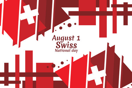 August 1, Swiss national day vector illustration. Suitable for greeting card, poster and banner.のイラスト素材