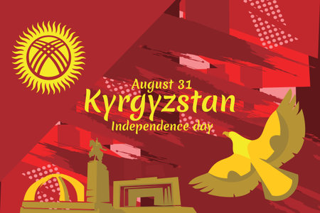 August 31, Independence Day of Kyrgyzstan vector illustration. Suitable for greeting card, poster and banner.のイラスト素材