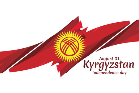 August 31, Independence Day of Kyrgyzstan vector illustration. Suitable for greeting card, poster and banner.のイラスト素材