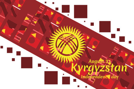 August 31, Independence Day of Kyrgyzstan vector illustration. Suitable for greeting card, poster and banner.のイラスト素材