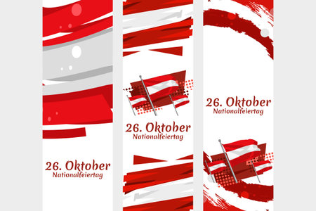 Translation: October 26, National Day. Happy National holiday of Austria vector illustration. Suitable for greeting card, poster and banner.のイラスト素材