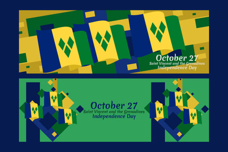 October 27, Independence Day of Saint Vincent and the Grenadines vector illustration. Suitable for greeting card, poster and banner.のイラスト素材