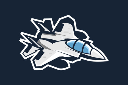 American cold war jet fighter plane vector illustration. simple aircraft , military equipment.