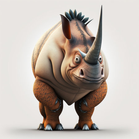 3D Rendering of fat rhinoの写真素材