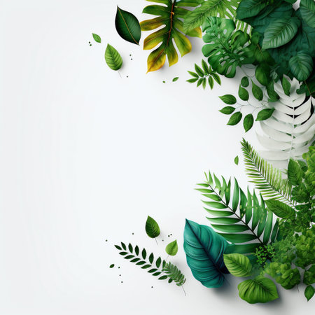 Creative layout made of tropical leaves on a white background. Vector illustration.の写真素材