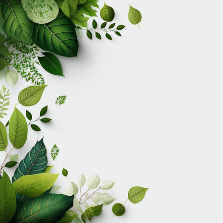 Creative layout made of green leaves on white background. Vector illustration.の写真素材