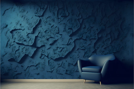 blue armchair on blue wall background, 3d render, illustration