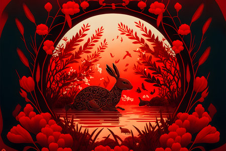 Happy Chinese New Year 2016 year of the rabbit. Lunar new yearの写真素材