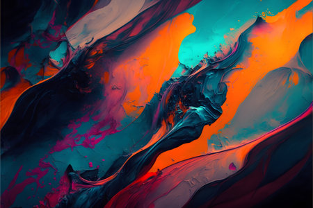 Abstract background of acrylic paints in red, blue and purple tones.の写真素材