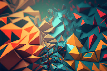Abstract 3d rendering of chaotic polygonal shape. Futuristic background design.