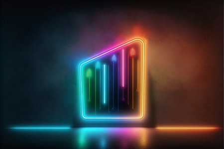 Colorful neon lights on dark background. Vector illustration. Eps 10の写真素材