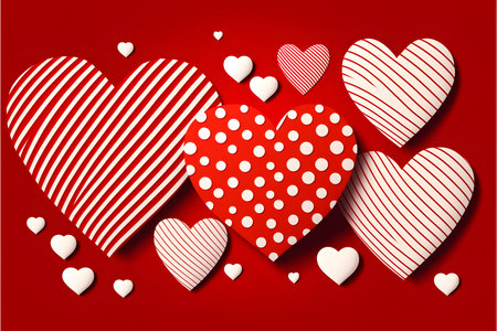 Valentine's day background with hearts and stripes. Vector illustration.の写真素材