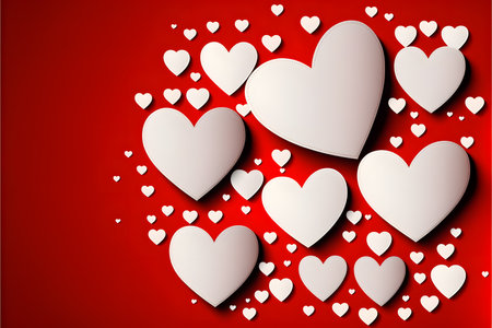 Valentine's day background with paper hearts. Vector illustration.の写真素材