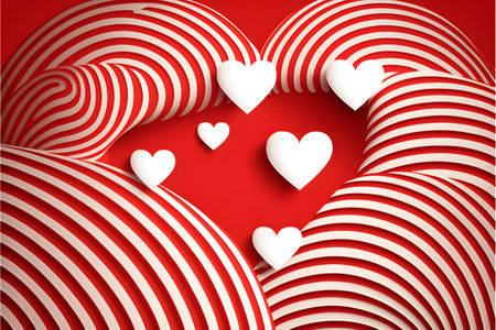 Valentines day background with hearts and stripes. Vector illustration.の写真素材