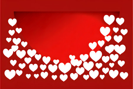 Valentine's day background with white hearts. Vector illustration.の写真素材