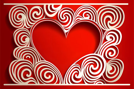 Valentine's day background with heart and swirls. Vector illustration.の写真素材