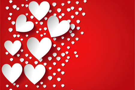 Valentine's day background with white hearts. Vector illustration.の写真素材