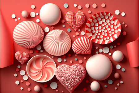 Valentine's day background with hearts. 3d illustration.の写真素材