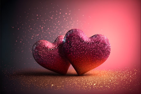 Two hearts on a dark background. Valentine's Day. Vector illustrationの写真素材