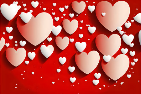 Valentine's day background with paper hearts. Vector illustration.の写真素材