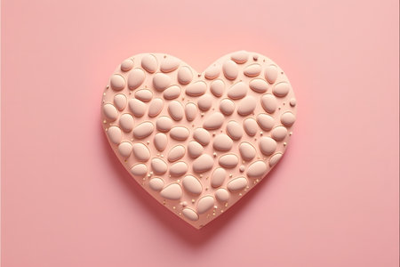 Valentine's day background with heart made of soap on pink backgroundの写真素材