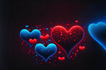 Valentine's day background with red hearts. Vector illustration.の写真素材