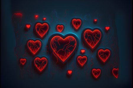 Red heart on dark background. Valentine's day. Vector illustration.の写真素材