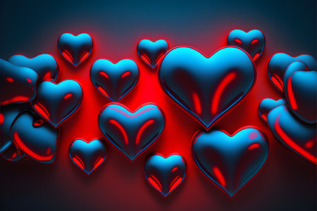 Red hearts on a red background. Valentine's Day. Vector illustration.の写真素材
