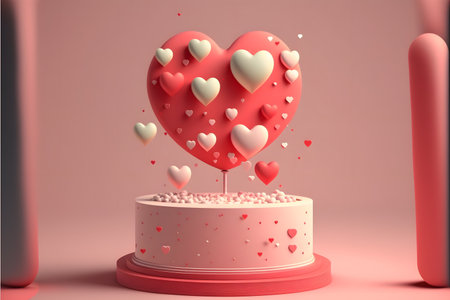 3d render of valentine's day background with heart shapeの写真素材
